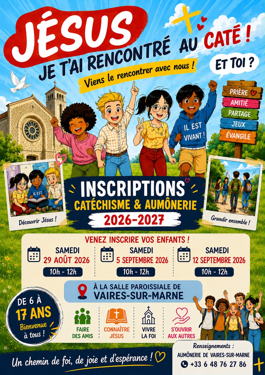 Vaires, Brou, Chantereine : inscriptions catéchisme et aumônerie